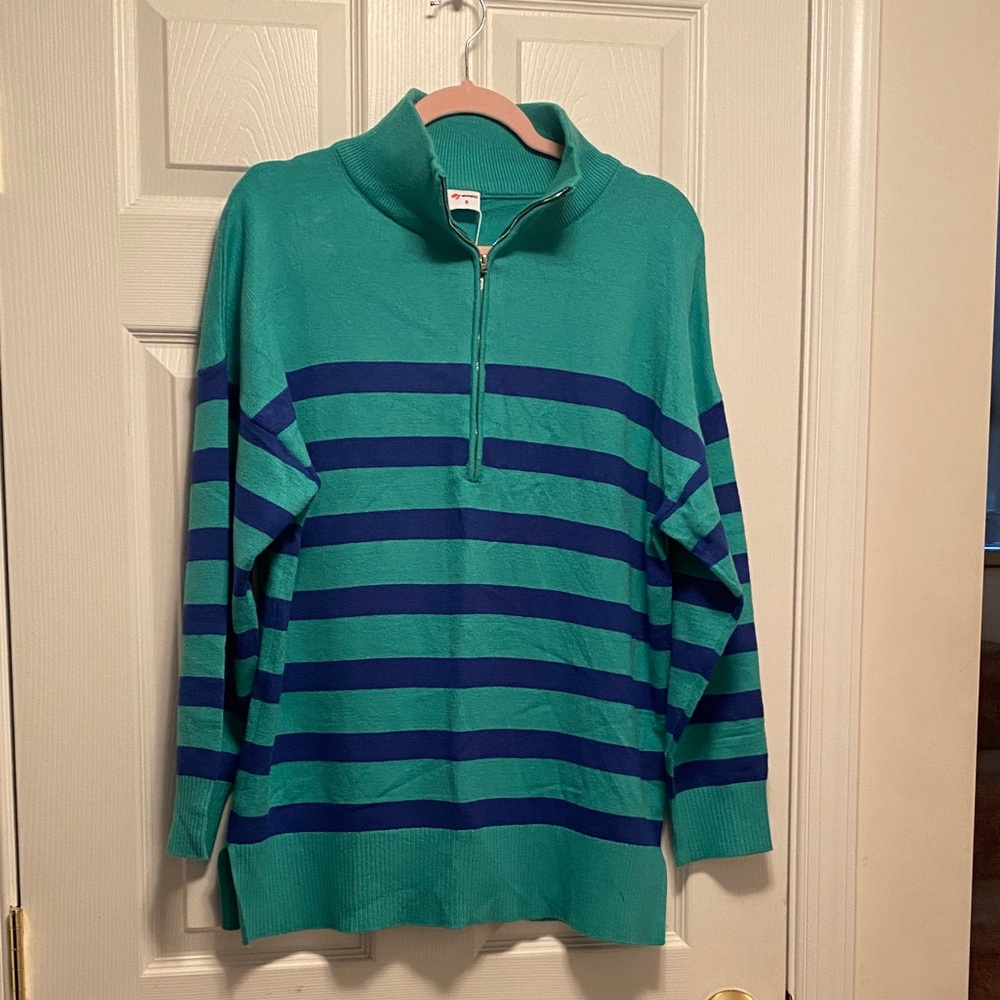 Wiholl  Green and Blue Striped Sweater…size S